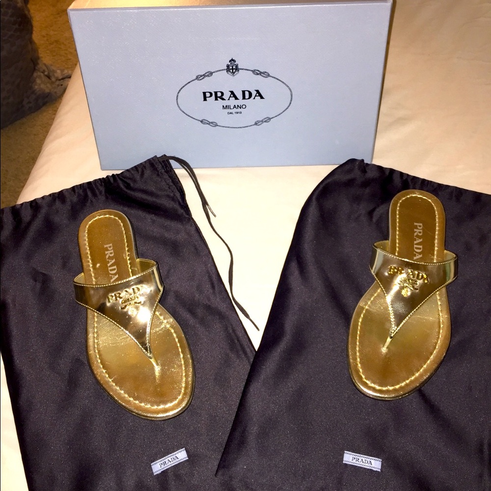 Gold Prada Sandals